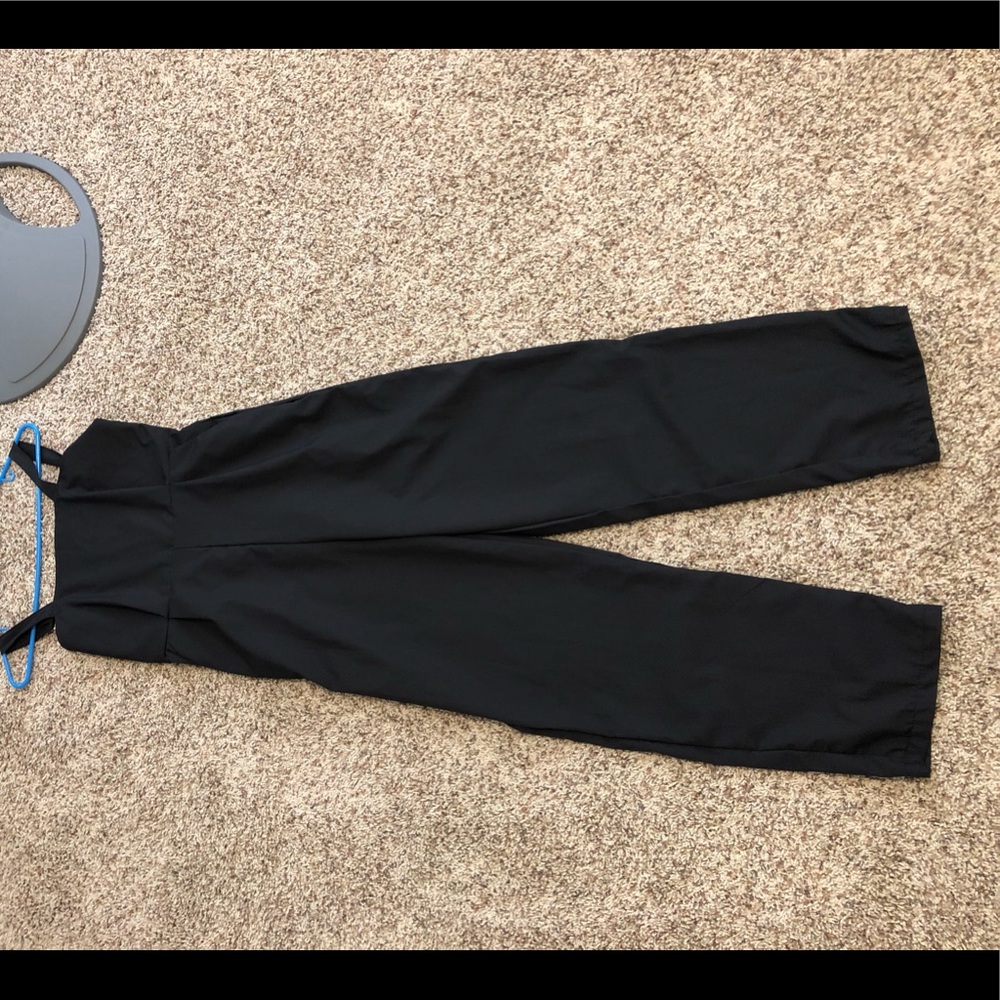 black pant leg romper ROMWE